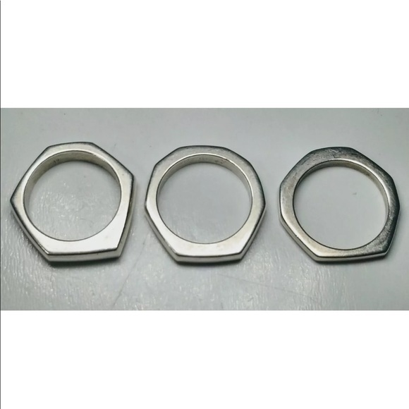 Vintage Gucci Italian  925 Hexagon Rings Size 8.75 - Picture 5 of 5